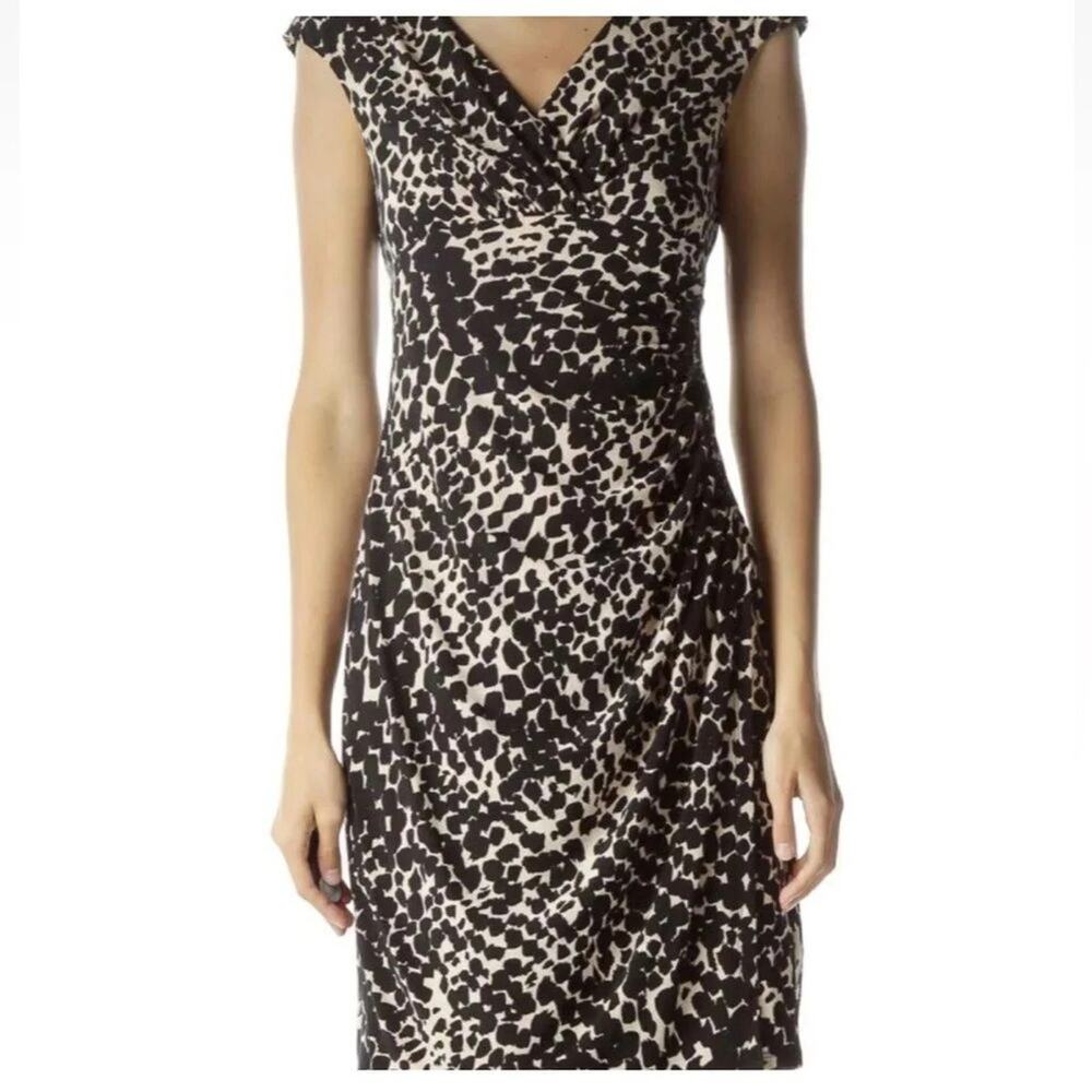 Lauren Ralph Lauren Women's Printed Cap Sleeve Ruched Jersey Dress - Size 10